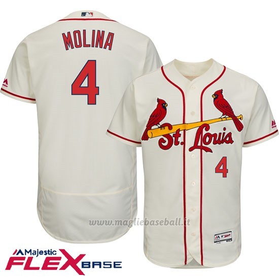 Maglia Baseball Uomo St. Louis Cardinals Yadier Molina Crema Majestic Autentico Collezione Flex Base Crema